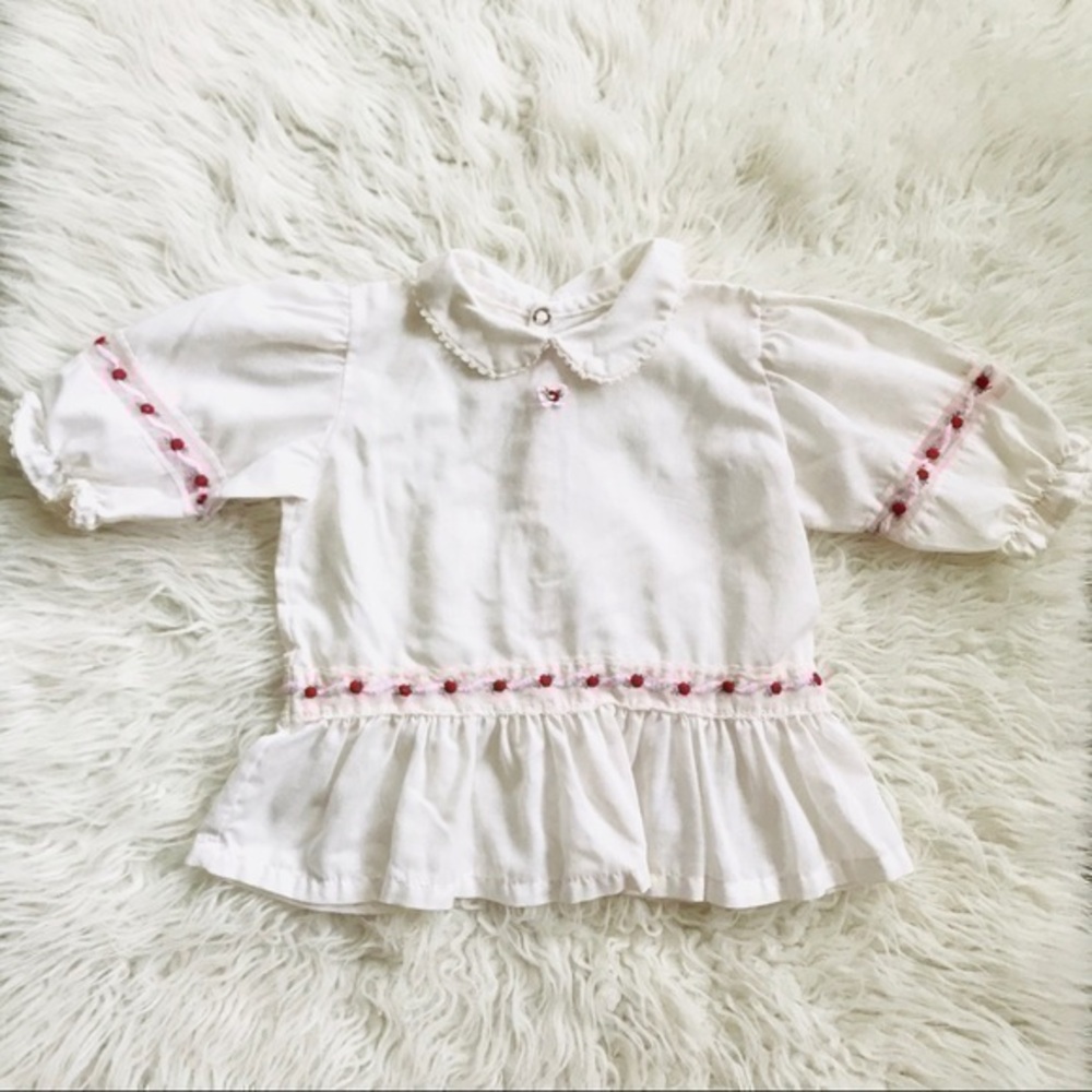 Vintage Dapper-Do 18m baby balloon sleeve rose top